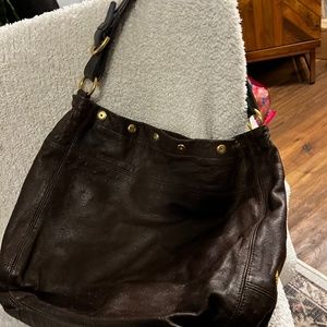 Furla ostrich leather hobo style shoulder tote